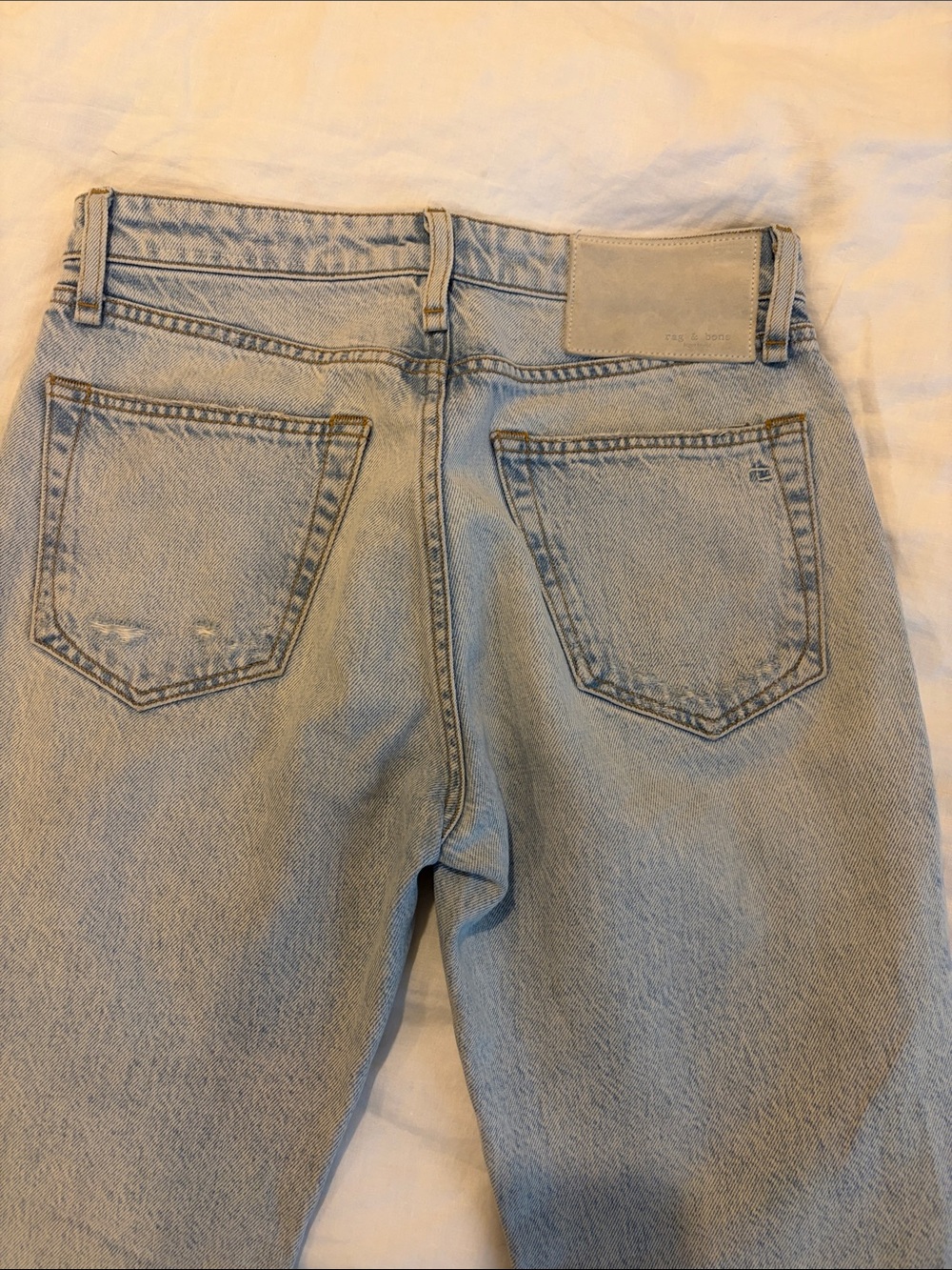 rag & bone Light Blue Straight Ripped Jeans - Picture 3 of 6